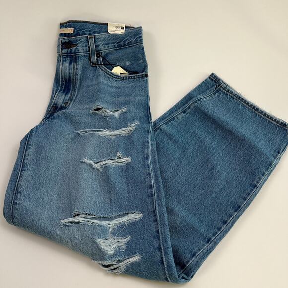 Levi's Premium Women Baggy Dad Straight Leg Mid Rise Jeans 27x30 Blue NWT - Picture 1 of 11